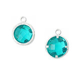 Metaal hanger cubic zirconia facet aqua blauw groen sp