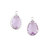 Metaal hanger cubic zirconia facet lila paars geboortesteen
