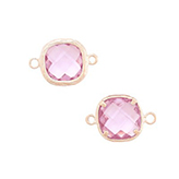 Metaal link cubic zirconia facet licht roze rose goud