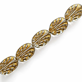 Czech glaskraal - Art Deco ovaal transparant - goud