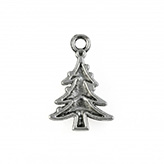 Hanger kerstboom met slingers antiek zilver