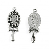 Hanger handspiegel met strikje antiek zilver