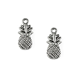 Hanger bedel ananas met blaadjes oud zilver