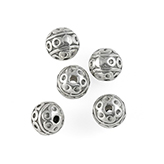 DQ kraal antiek zilver rond versierd 8mm