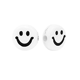 Kraal kunststof smiley wit met zwart