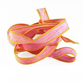 Zijde lint zijden crinkle chiffon fairy roze met oranje/geel