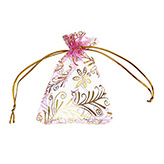 Organza zakje klein roze met goud